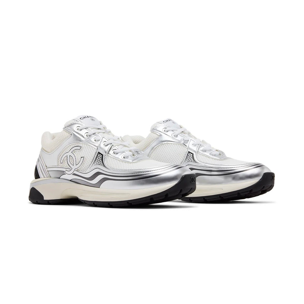 Chanel CC Logo Sneaker 'White Silver’