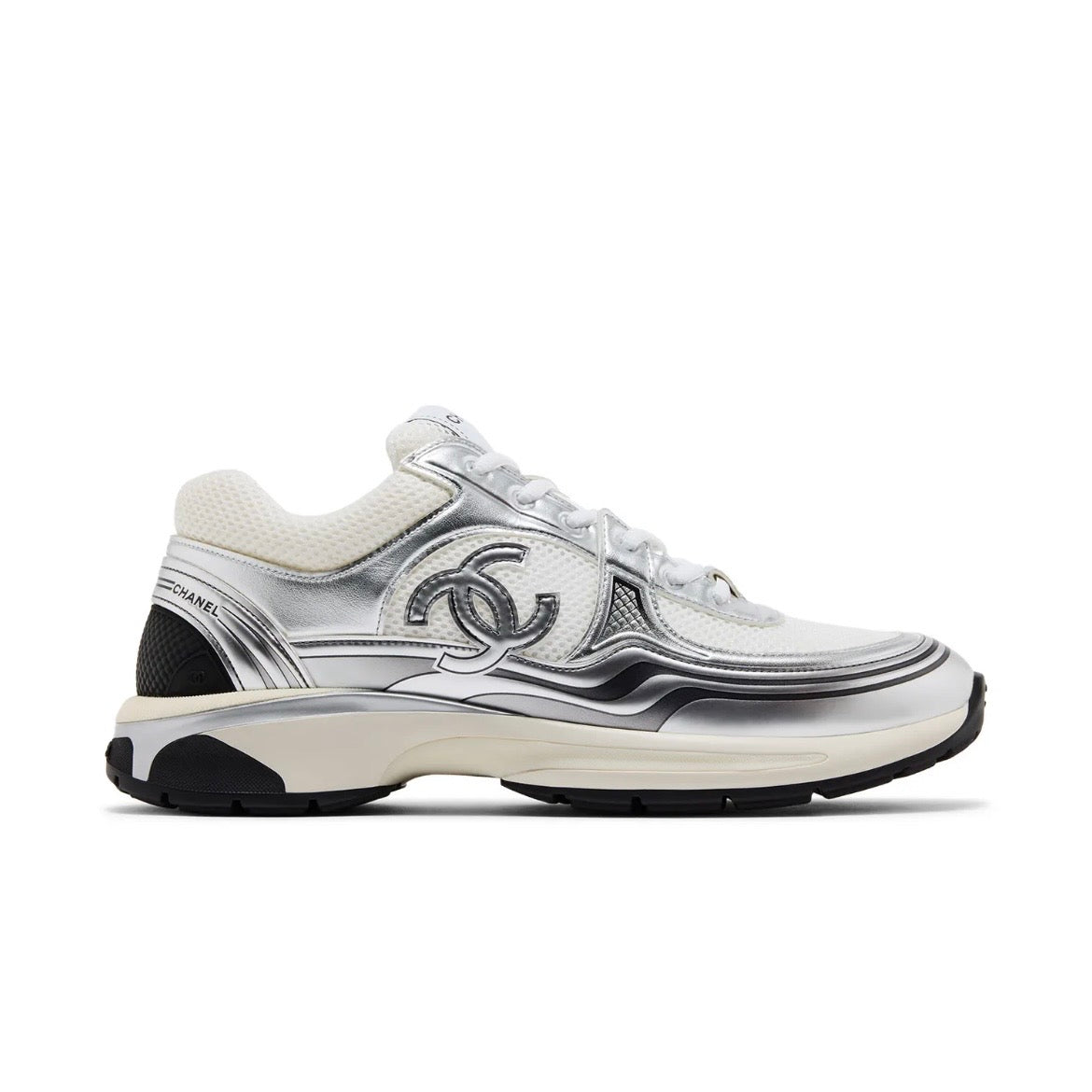 Chanel CC Logo Sneaker 'White Silver’